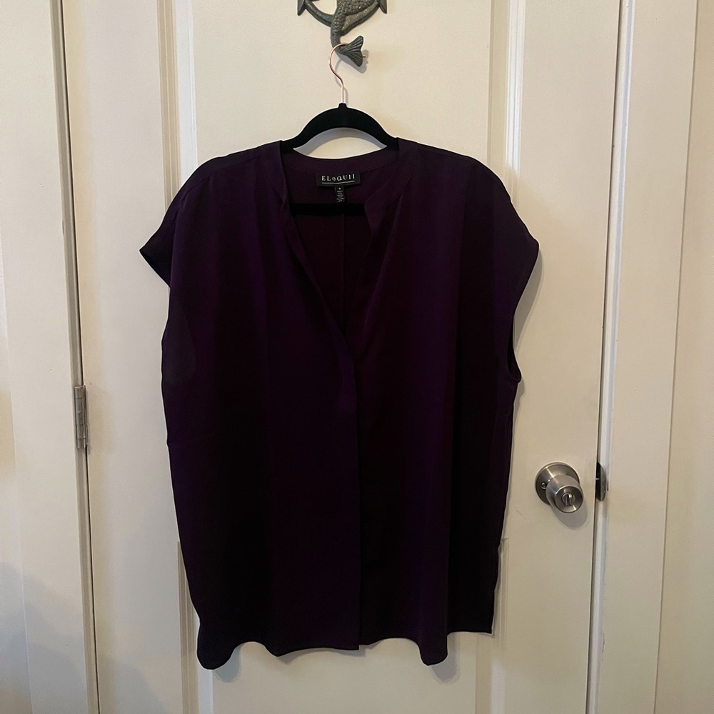 Plum Purple Eloquii notch collar blouse size 16